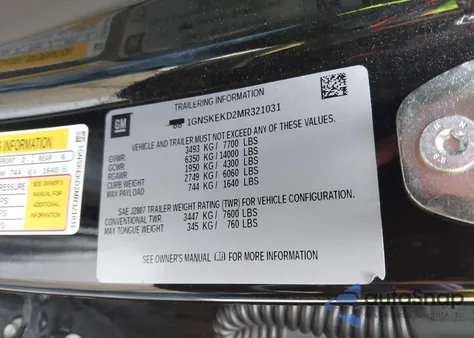 2021 Chevrolet Suburban 4Wd Rst from USA, damaged, VIN 1GNSKEKD2MR321031